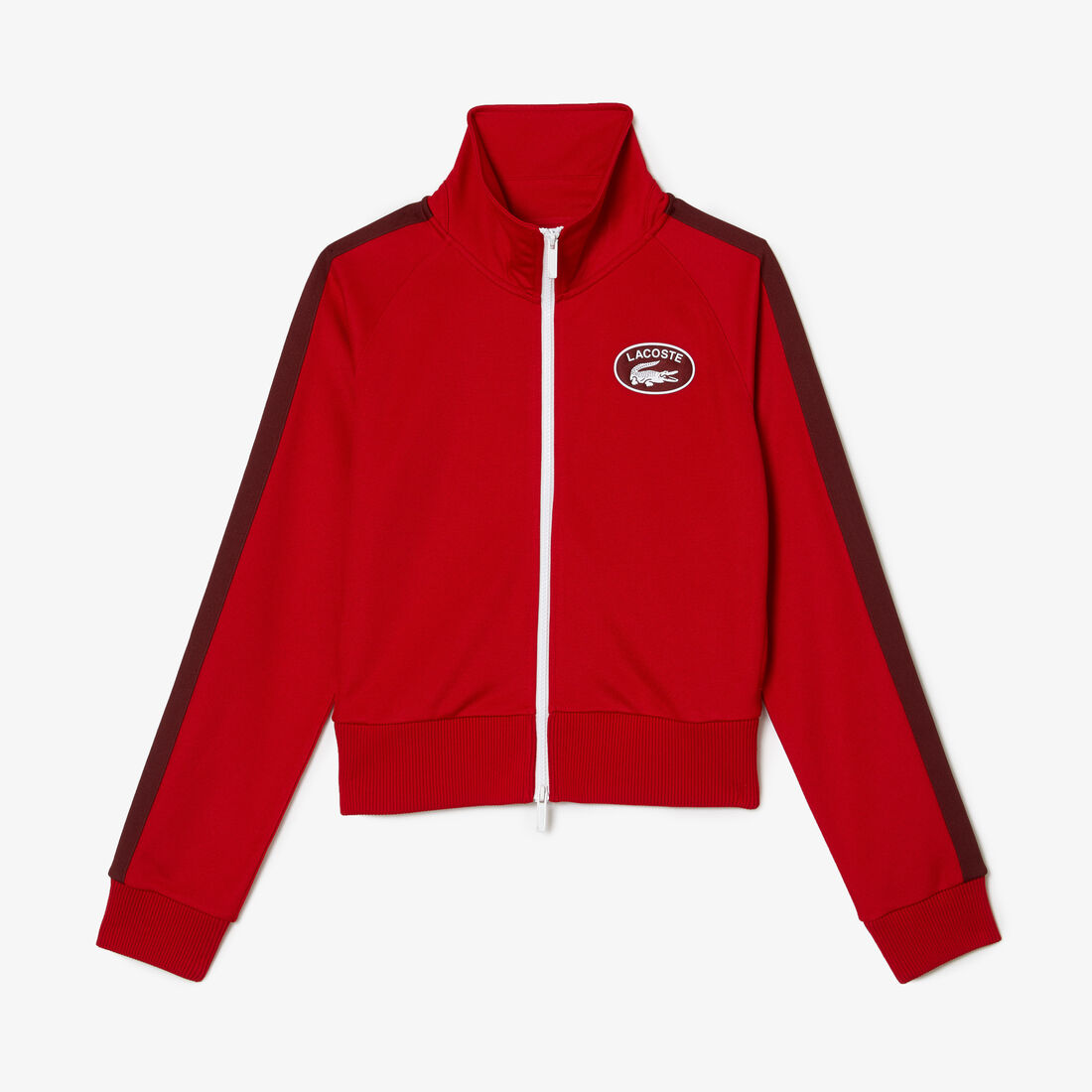 Lacoste Badge Piqué Zippered Sweatshirts Damen Rot | ORIZ-86104