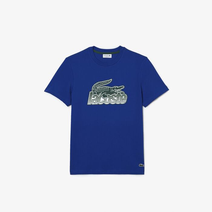 Lacoste Baumwoll Jersey Print T-shirts Herren Blau | TKOZ-62415