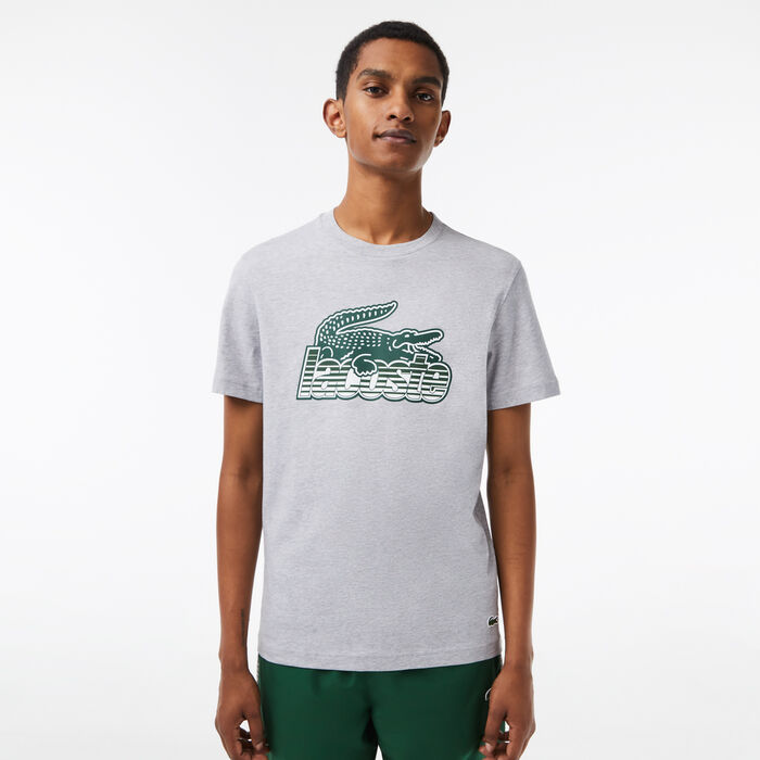 Lacoste Baumwoll Jersey Print T-shirts Herren Grau | YENP-79652