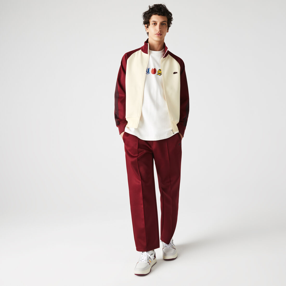 Lacoste Colorblock Zippered High Neck Baumwoll Blend Sweatshirts Herren Beige | TZBW-29051