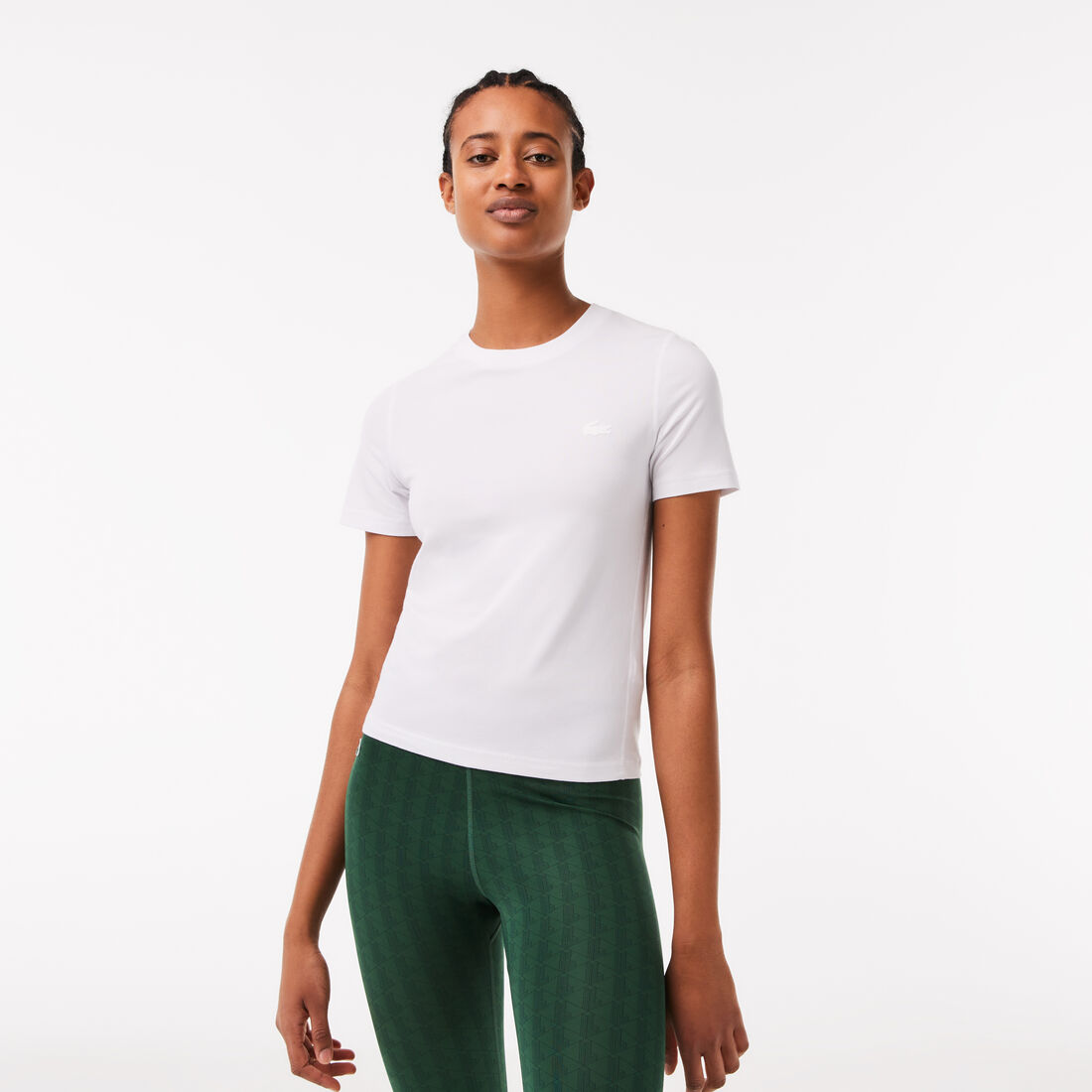 Lacoste Crew Neck Baumwoll Blend T-shirts Damen Weiß | GQZA-23809