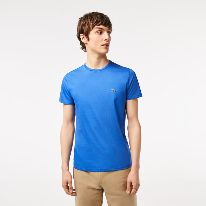 Lacoste Crew Neck Pima Baumwoll Jersey T-shirts Herren Blau | IGVR-93748
