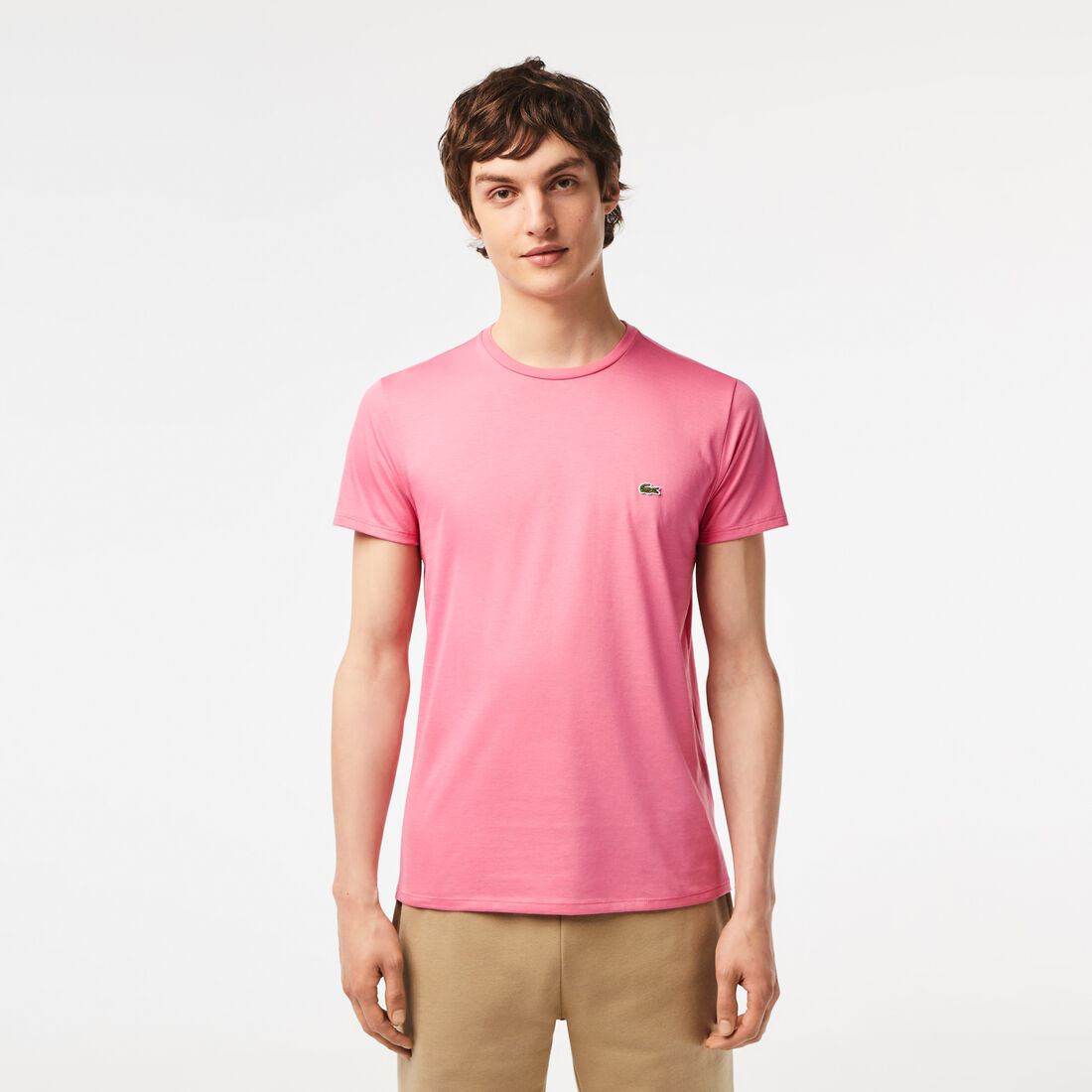 Lacoste Crew Neck Pima Baumwoll Jersey T-shirts Herren Rosa | QWXD-38075