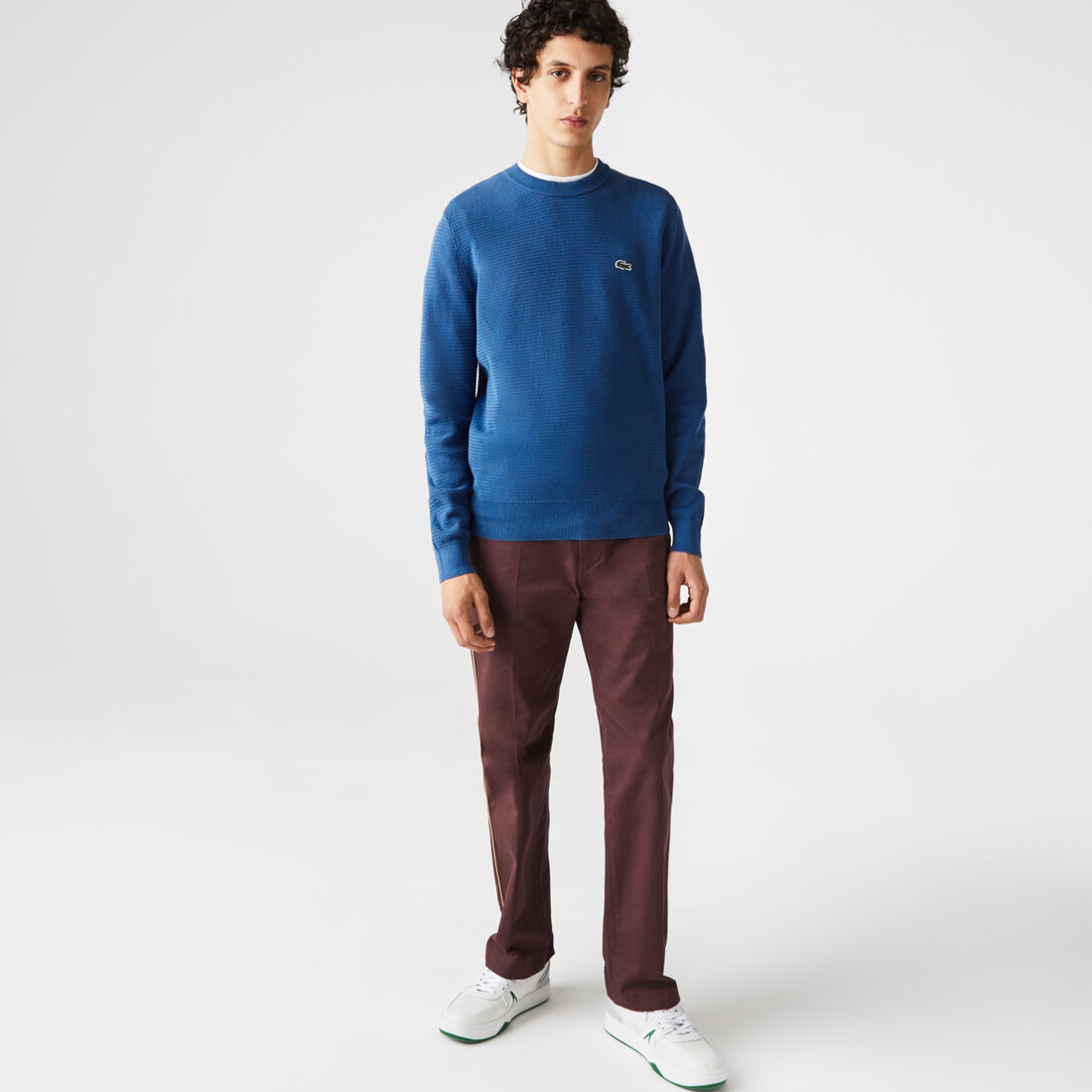 Lacoste Crew Neck Textured Organic Baumwoll Pullover Herren Blau | PTLX-35267