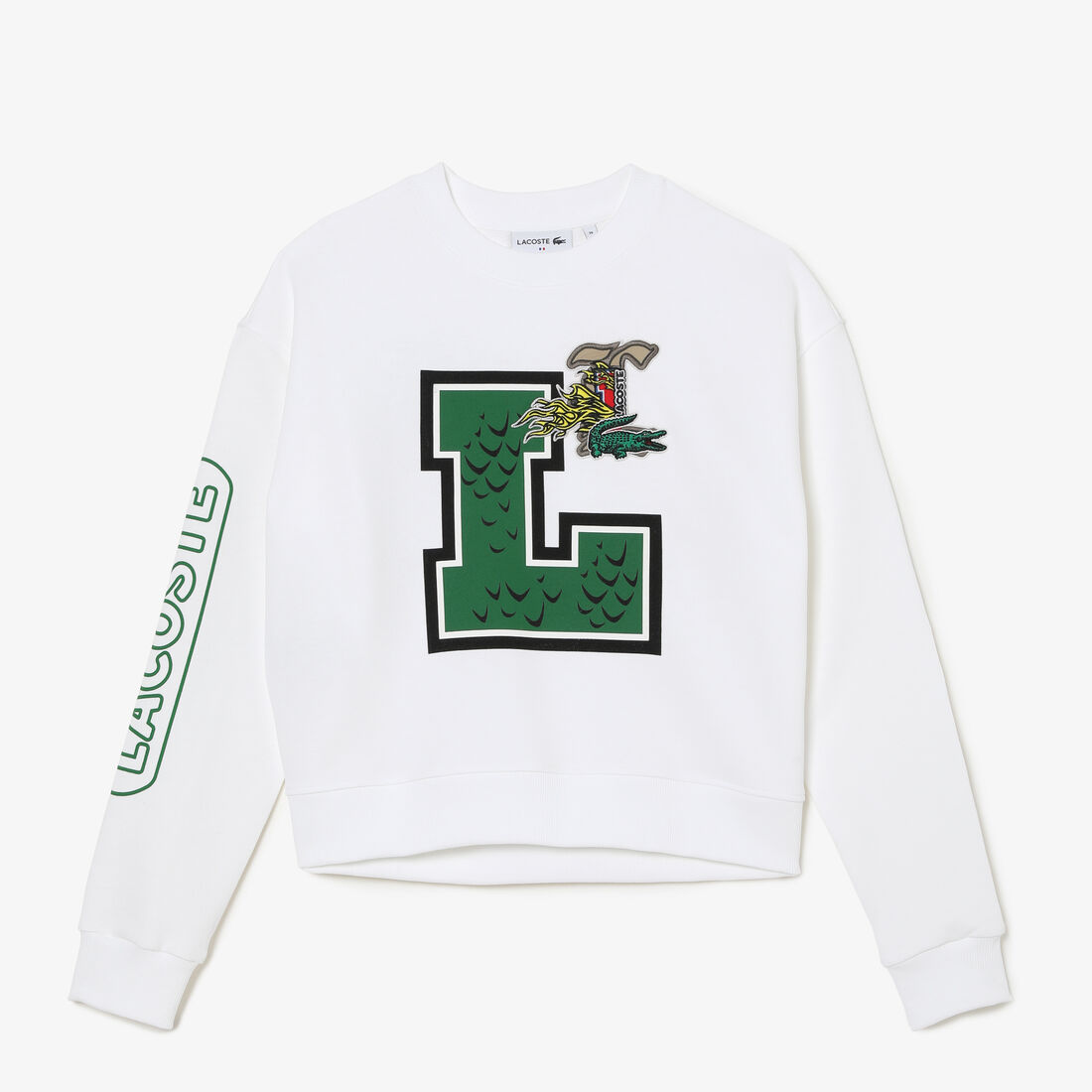 Lacoste Holiday Loose Fit Oversized Print And Branded Sweatshirts Damen Weiß | METV-16470