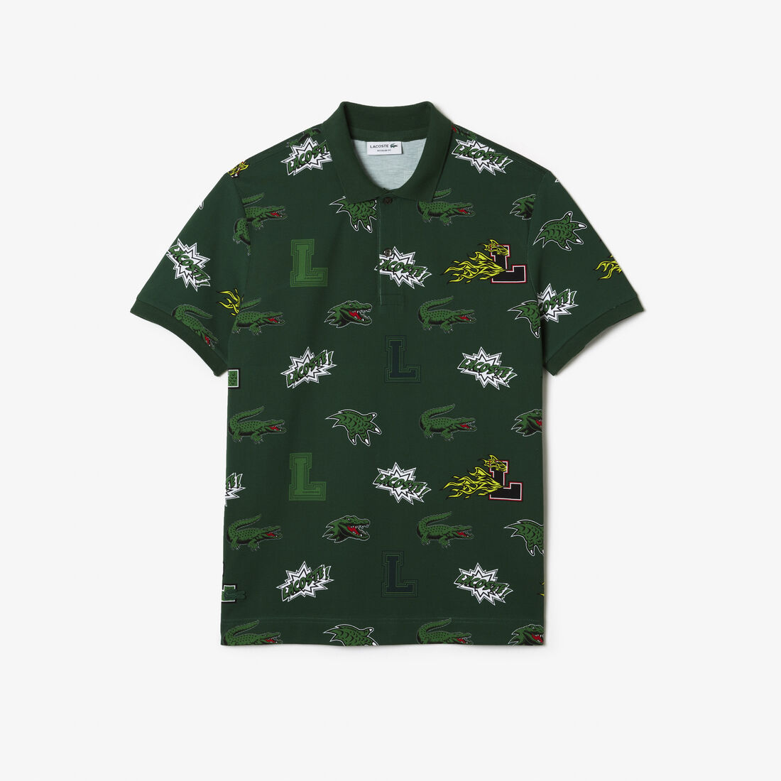 Lacoste Holiday Regular Fit Crocodile Print Polo Shirts Herren Grün Weiß | ZAIE-23749