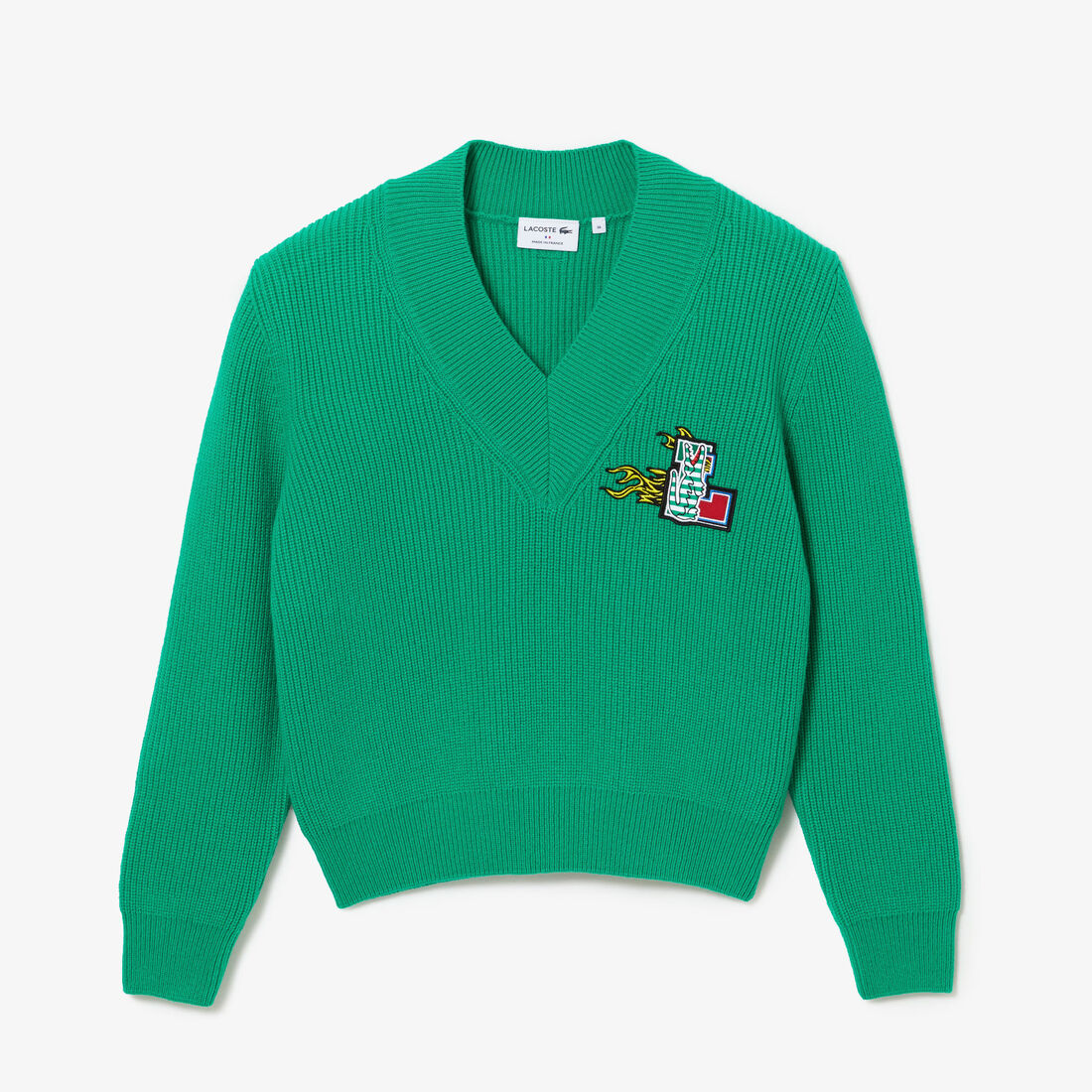 Lacoste Holiday V-neck Wolle Sweatshirts Damen Grün | GYUK-21386