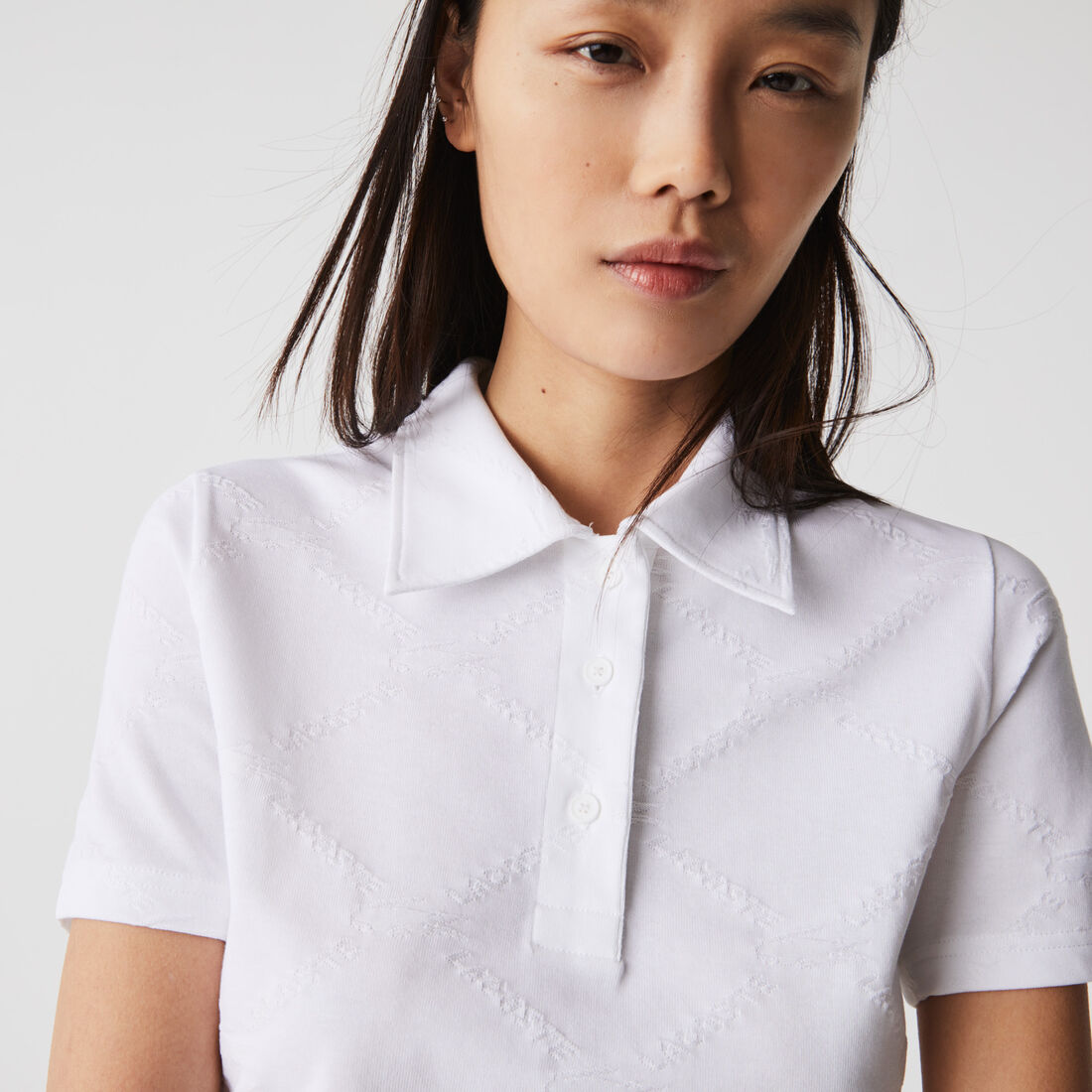 Lacoste Live Slim Fit Monogram Patterned Polo Shirts Damen Weiß Weiß | GOCW-06379