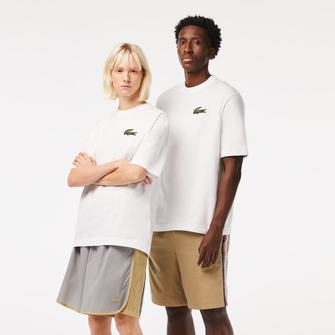 Lacoste Loose Fit Large Crocodile Organic Baumwoll T-shirts Herren Weiß | KASL-97814