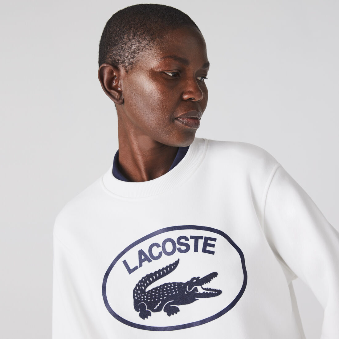 Lacoste Loose Fit Organic Baumwoll Fleece Sweatshirts Damen Weiß | IEUJ-42698
