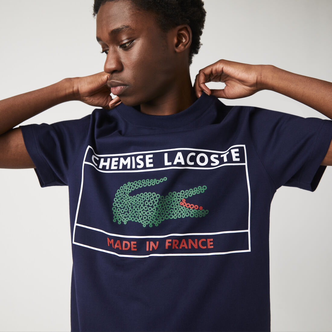 Lacoste Made In France Print Organic Baumwoll T-shirts Herren Blau | TNWA-73519