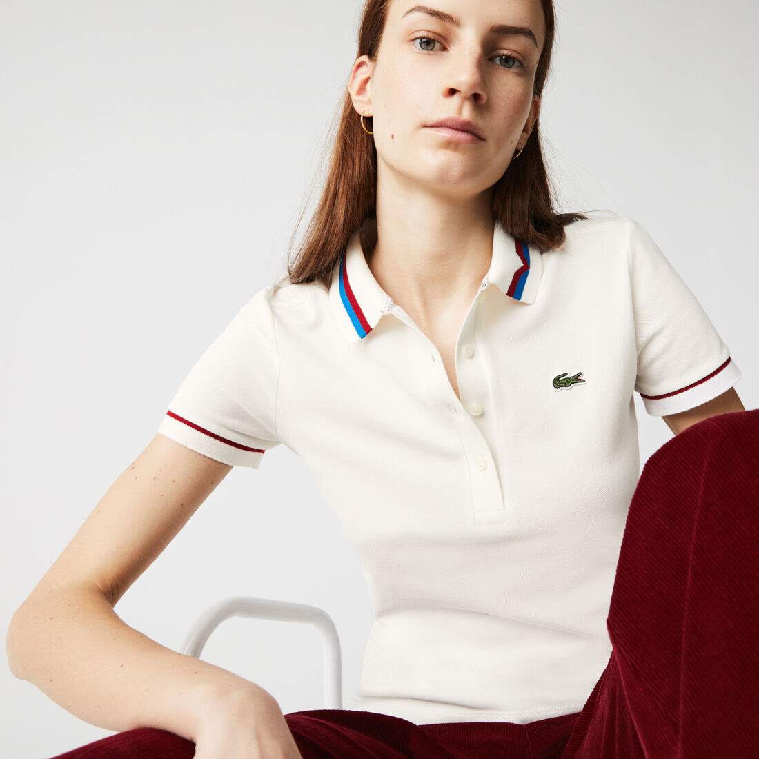 Lacoste Made In France Slim Fit Organic Baumwoll Piqué Polo Shirts Damen Weiß | KUPN-68291