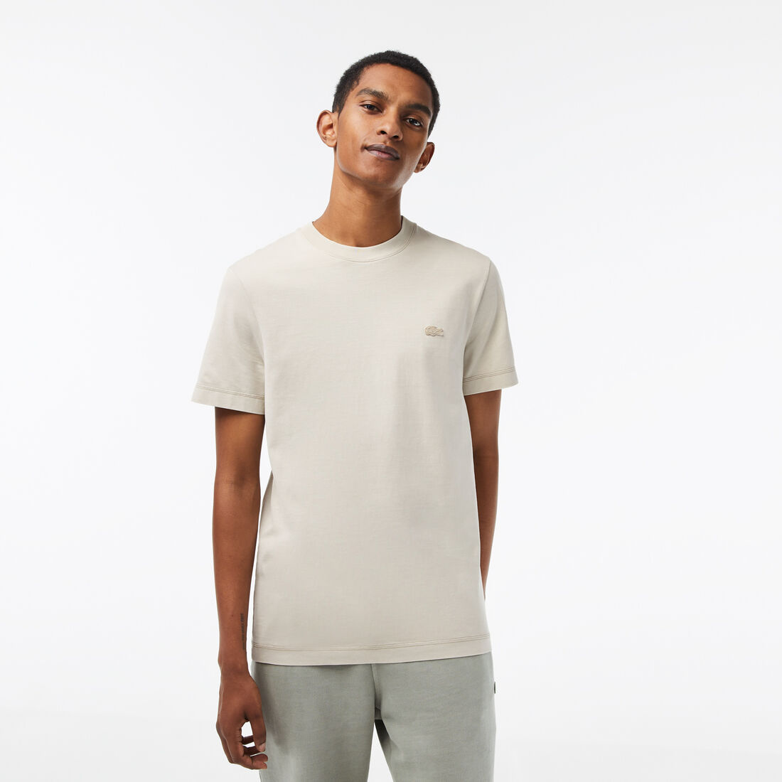 Lacoste Plain Organic Baumwoll T-shirts Herren Beige | QLWY-96215