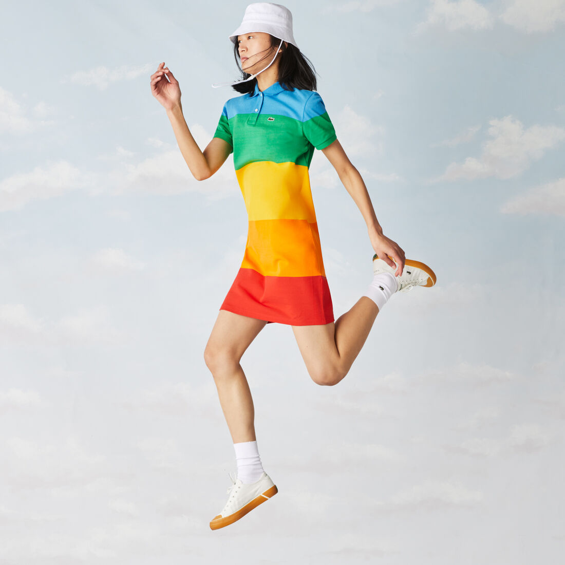 Lacoste Polaroid Collaboration Gestreift Baumwoll Piqué Kleider Damen Mehrfarbig | BOUQ-91587
