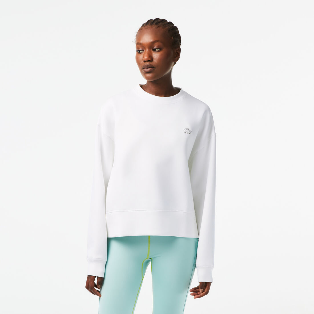 Lacoste Print Back Sweatshirts Damen Weiß | AYHU-04678