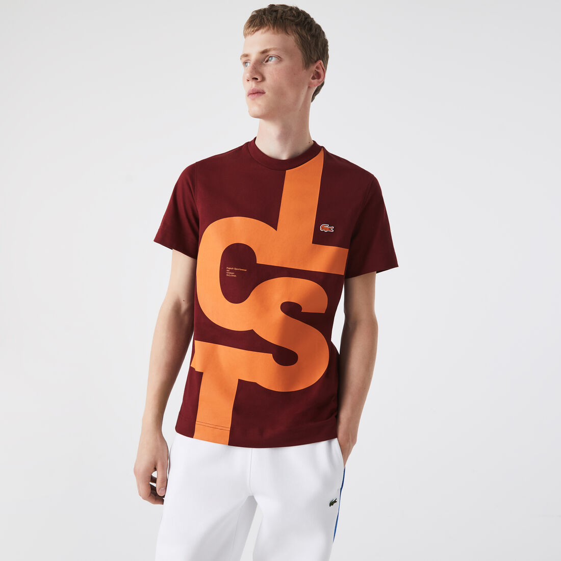 Lacoste Regular Fit Contrast Lettering Baumwoll T-shirts Herren Bordeaux | WIUA-42607