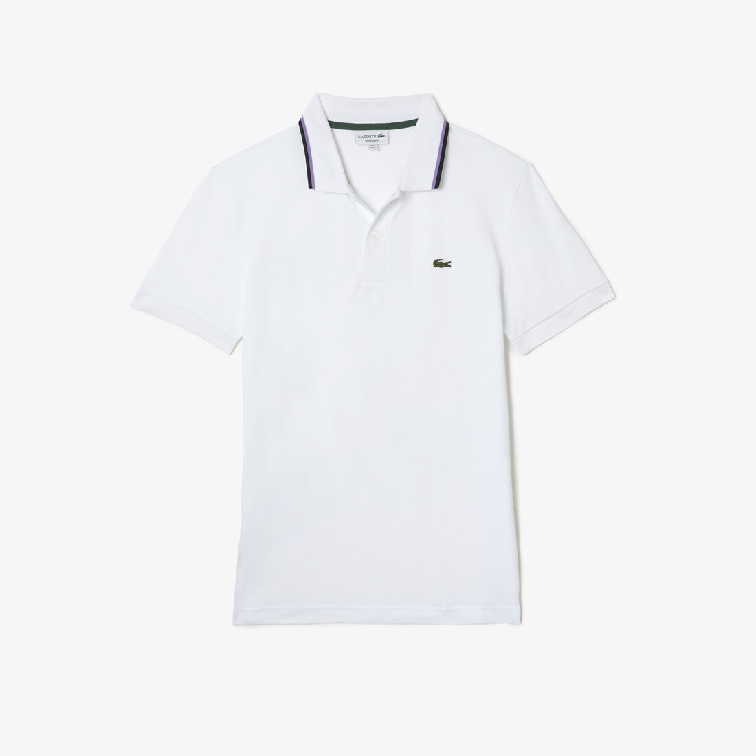 Lacoste Regular Fit Gestreift Collar Baumwoll Petit Piqué Polo Shirts Herren Weiß | PXJN-48791