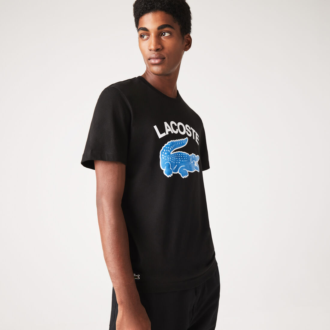 Lacoste Regular Fit Xl Crocodile Print T-shirts Herren Schwarz | JZUF-98476