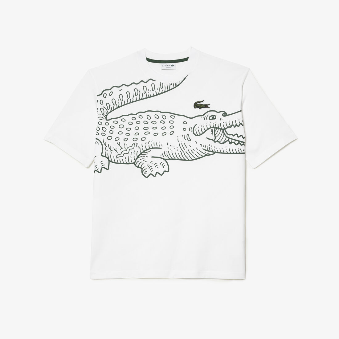Lacoste Round Neck Loose Fit Crocodile Print T-shirts Herren Weiß | EYAV-25348