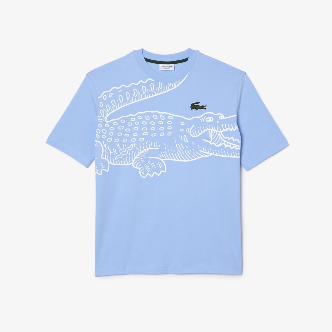 Lacoste Round Neck Loose Fit Crocodile Print T-shirts Herren Blau | UAKF-41076