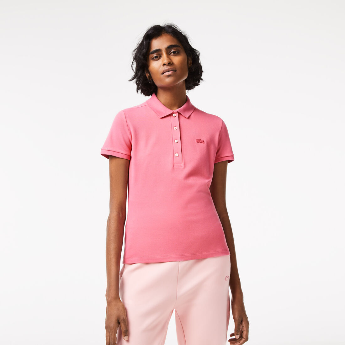 Lacoste Slim Fit Stretch Baumwoll Piqué Polo Shirts Damen Rosa | BJYN-86124