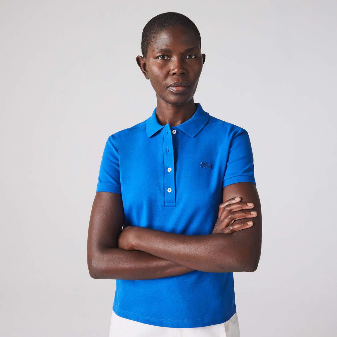Lacoste Slim Fit Stretch Baumwoll Piqué Polo Shirts Damen Blau | KWXJ-72380