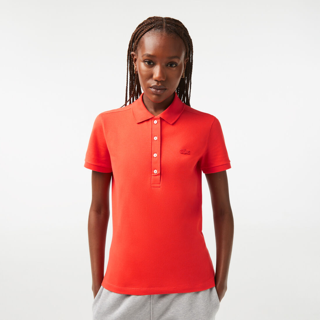Lacoste Slim Fit Stretch Baumwoll Piqué Polo Shirts Damen Orange | OIJB-09816