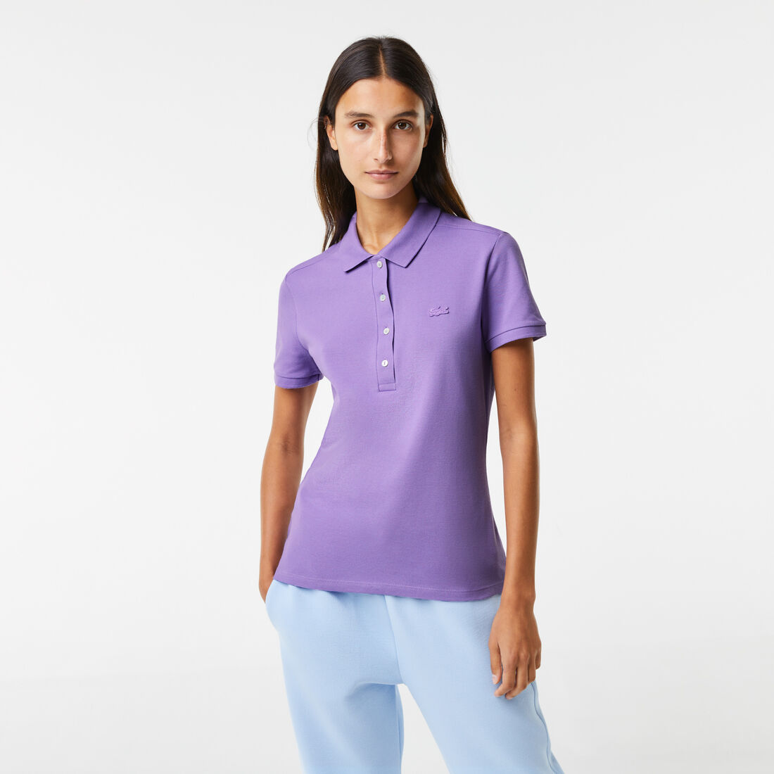 Lacoste Slim Fit Stretch Baumwoll Piqué Polo Shirts Damen Lila | ULHA-34750