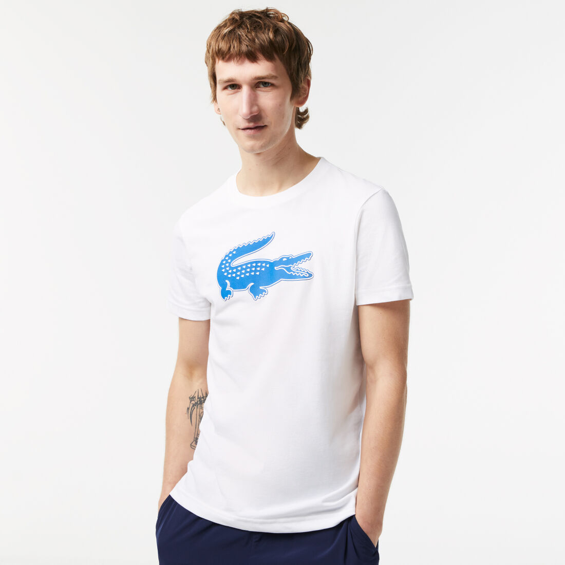 Lacoste Sport 3d Print Crocodile Atmungsaktiv Jersey T-shirts Herren Weiß Blau | COMP-52479