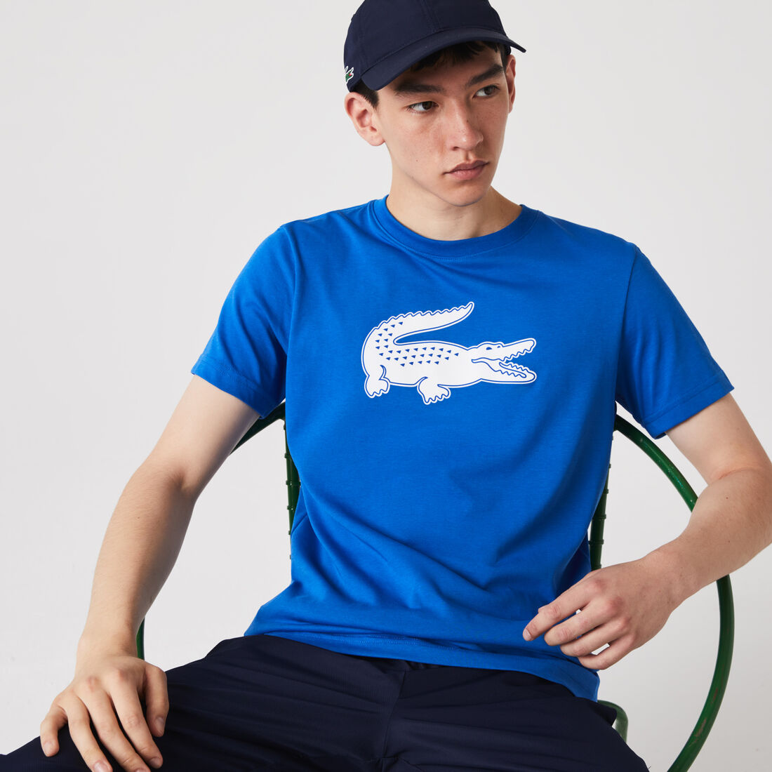 Lacoste Sport 3d Print Crocodile Atmungsaktiv Jersey T-shirts Herren Blau Weiß | CUIP-07354