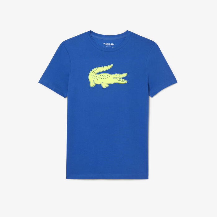 Lacoste Sport 3d Print Crocodile Atmungsaktiv Jersey T-shirts Herren Blau Gelb | FCUB-34157