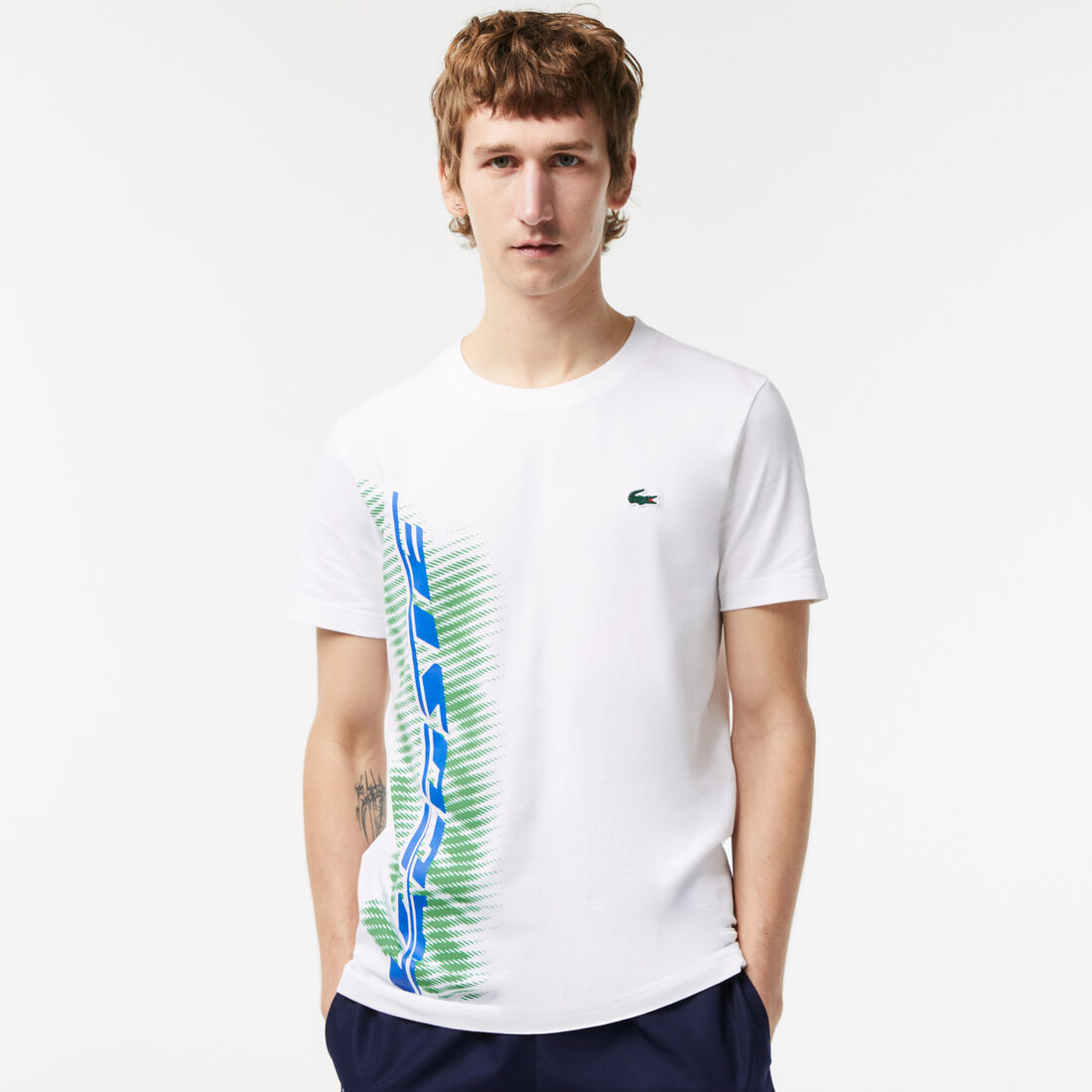 Lacoste Sport Regular Fit With Contrast Branding T-shirts Herren Weiß | YETA-90238