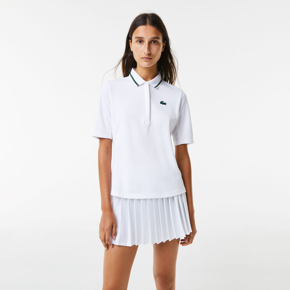 Lacoste Sport Thermo-regulating Piqué Tennis Polo Shirts Damen Weiß Grün | KPUD-07481