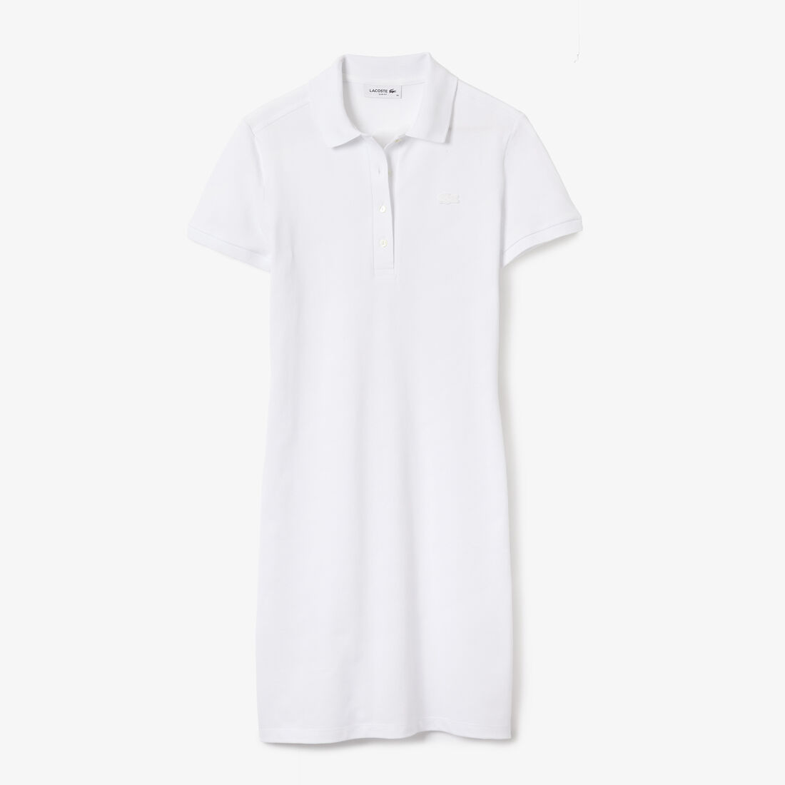 Lacoste Stretch Baumwoll Piqué Kleider Damen Weiß | FNKS-35094