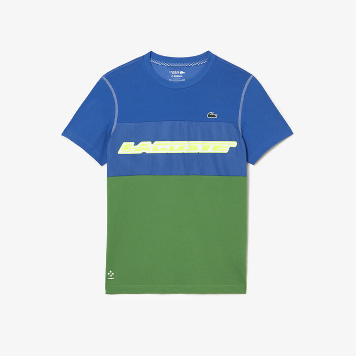 Lacoste Tennis X Daniil Medvedev Jersey T-shirts Herren Blau Grün | JBVH-38479