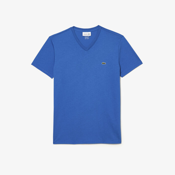 Lacoste V-neck Pima Baumwoll Jersey T-shirts Herren Blau | BSMJ-47569