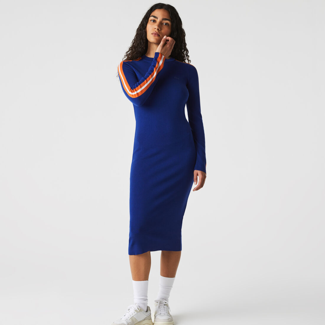 Lacoste Wolle Long Pullover Kleider Damen Blau | ICKT-50741
