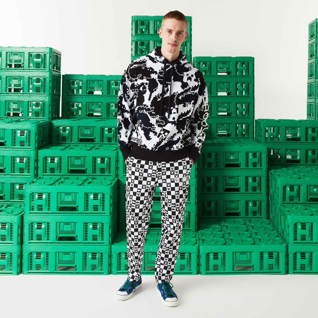 Lacoste X Minecraft Print Organic Baumwoll Sweatshirts Herren Weiß | MVIG-49108