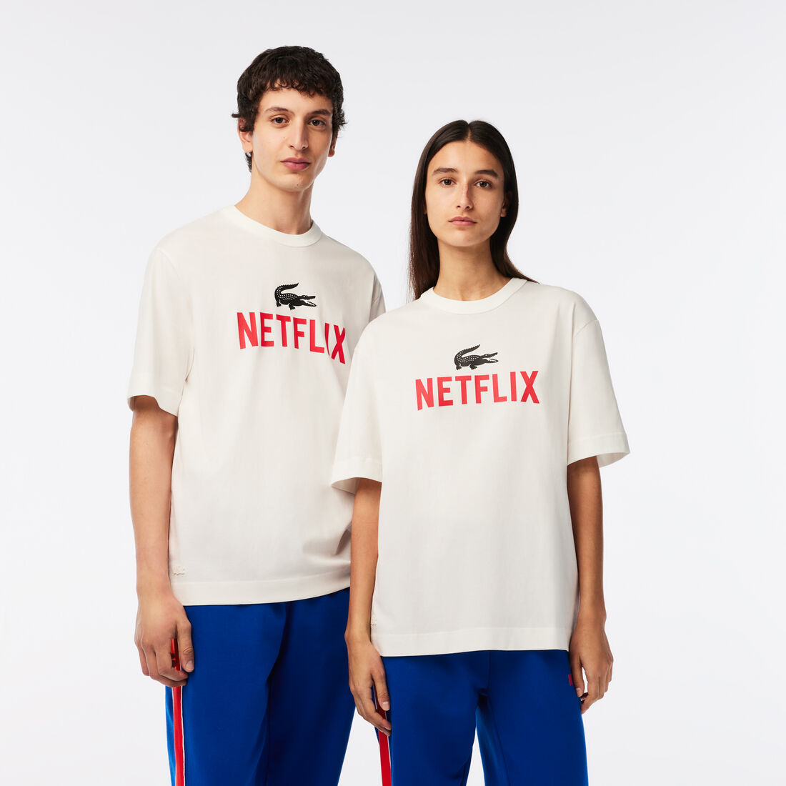 Lacoste X Netflix Loose Fit Organic Baumwoll T-shirts Herren Weiß | ZJHC-21938