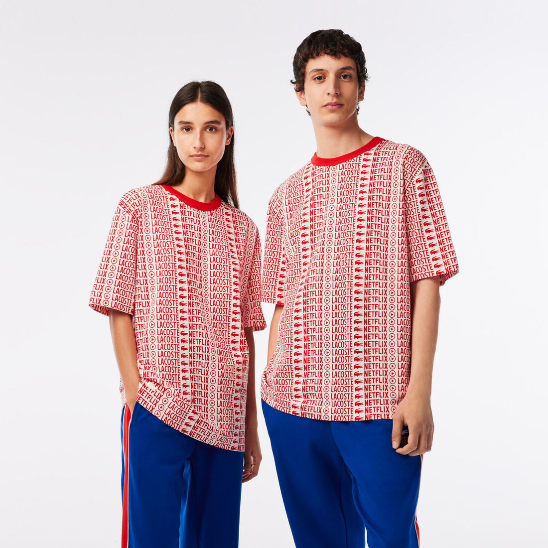 Lacoste X Netflix Loose Fit Printed T-shirts Herren Weiß Rot | RAHT-32497