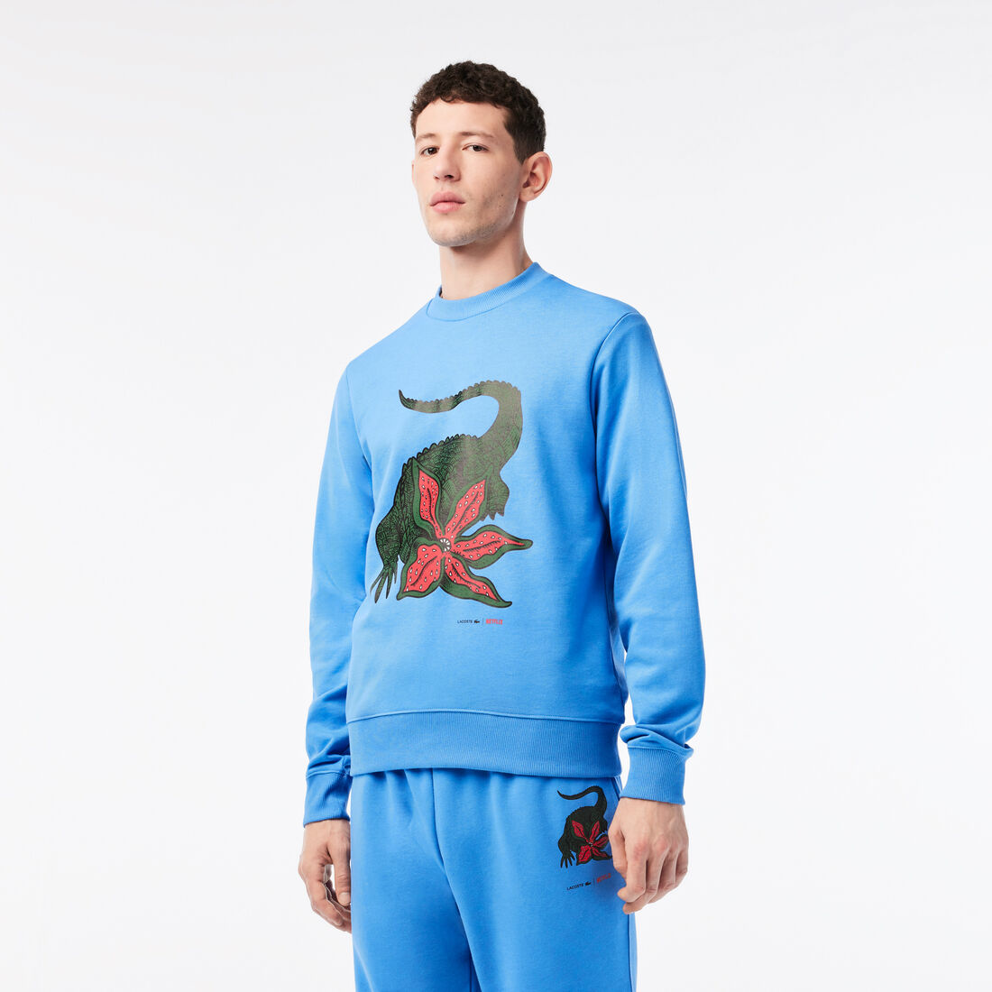Lacoste X Netflix Organic Baumwoll Print Sweatshirts Herren Blau | CQSE-72651
