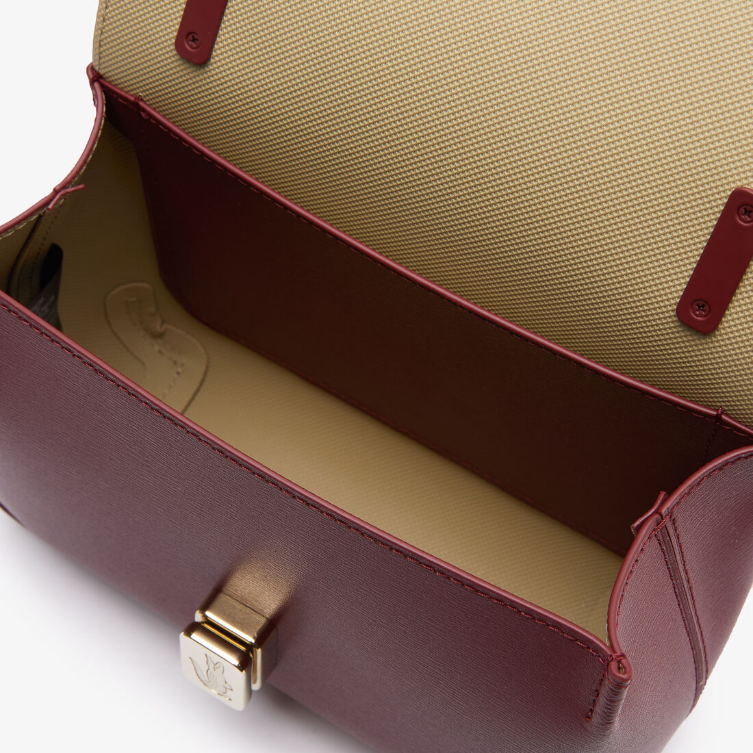 Lacoste Amelia Engraved Metal Clasp Leder Handtasche Damen Rot | IOGZ-41762