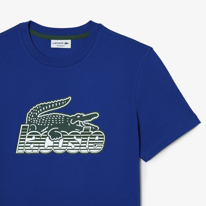 Lacoste Baumwoll Jersey Print T-shirts Herren Blau | TKOZ-62415