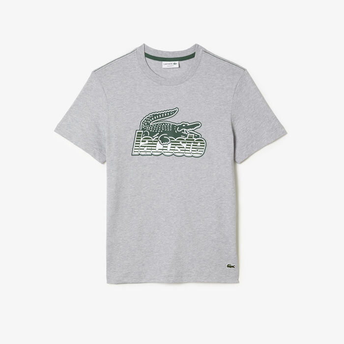 Lacoste Baumwoll Jersey Print T-shirts Herren Grau | YENP-79652