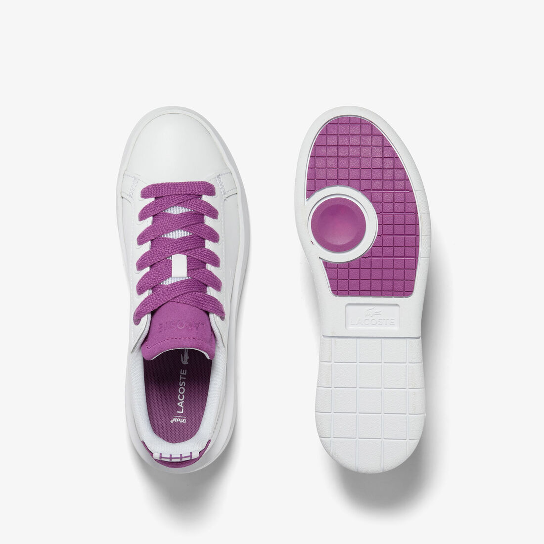 Lacoste Carnaby Plattform Leder Sneakers Damen Weiß Lila | BGHY-70836