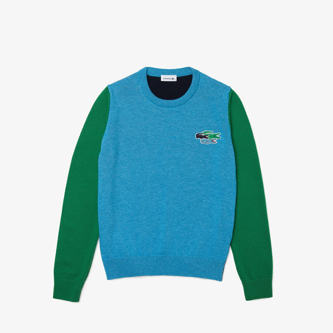 Lacoste Crew Neck Crocodiles Badge Colorblock Wolle Sweatshirts Damen Blau | GHEP-59402