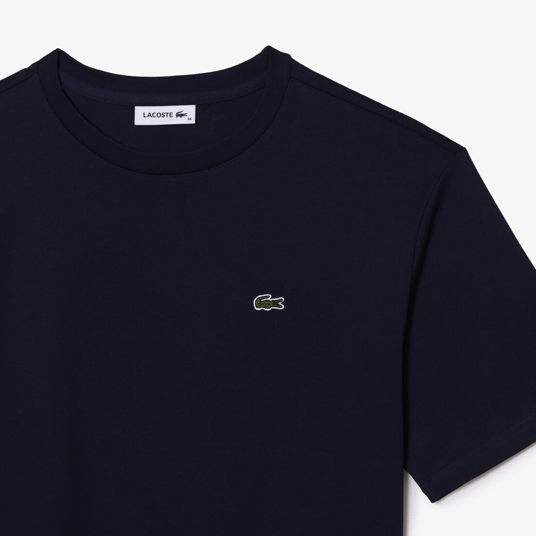 Lacoste Crew Neck Premium Baumwoll T-shirts Damen Navy Blau | RIGF-98450