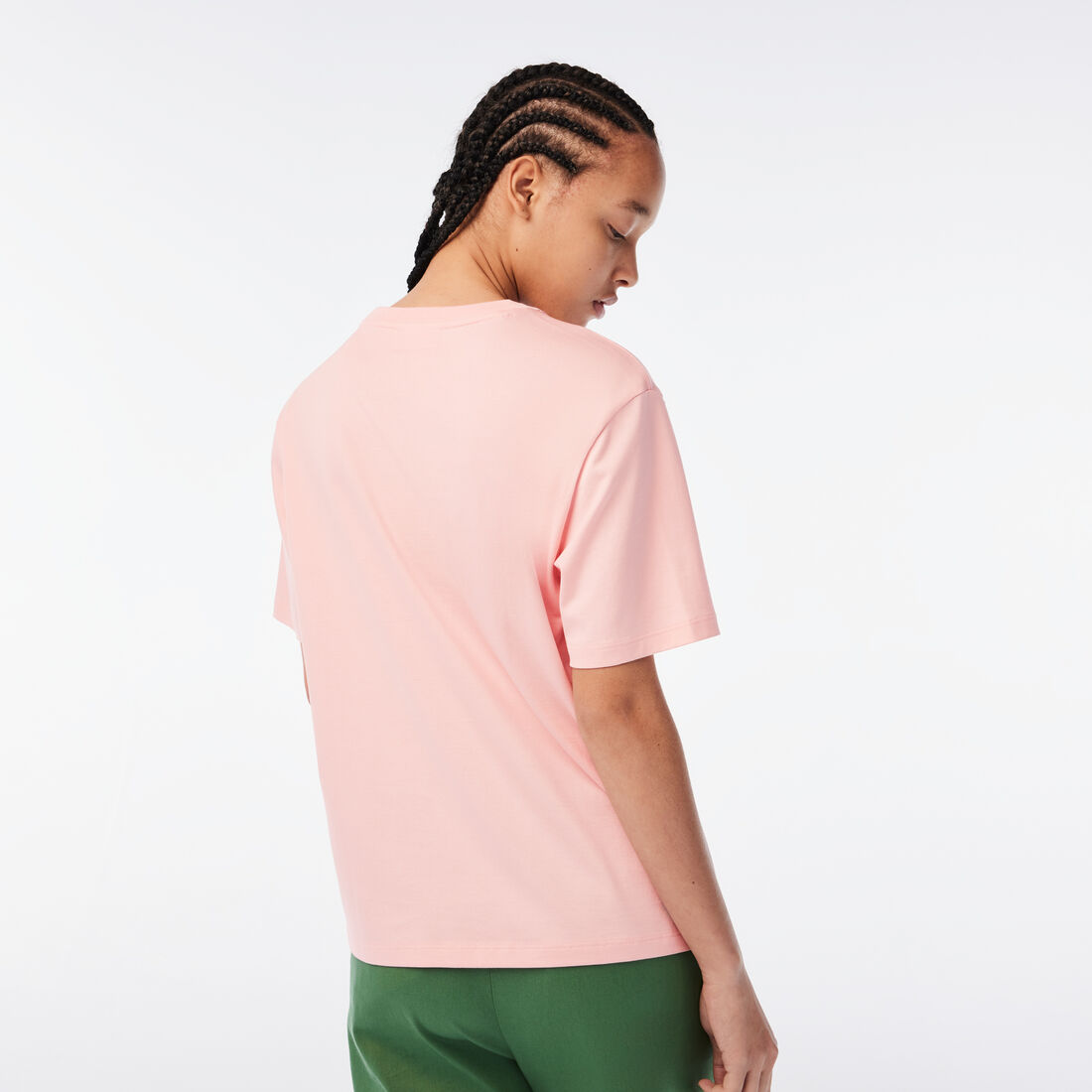 Lacoste Crew Neck Premium Baumwoll T-shirts Damen Rosa | YOMW-69702