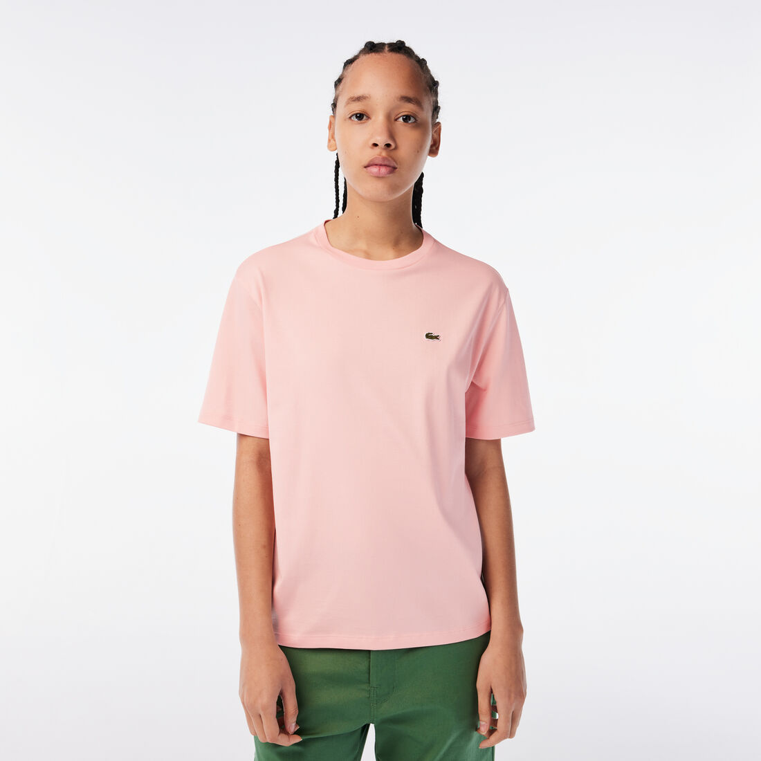 Lacoste Crew Neck Premium Baumwoll T-shirts Damen Rosa | YOMW-69702
