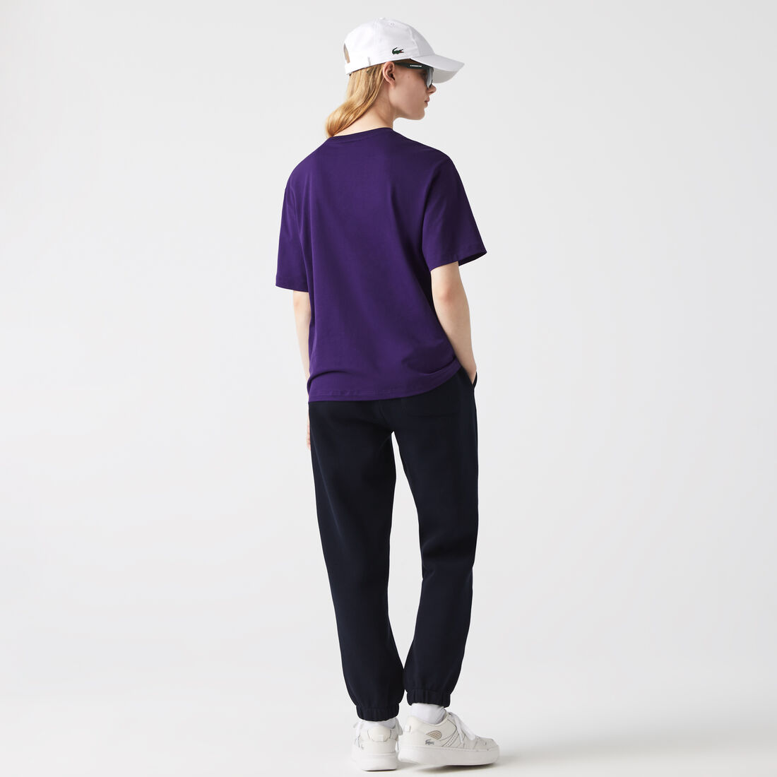 Lacoste Crew Neck Premium Baumwoll T-shirts Damen Lila | ZKLN-49721